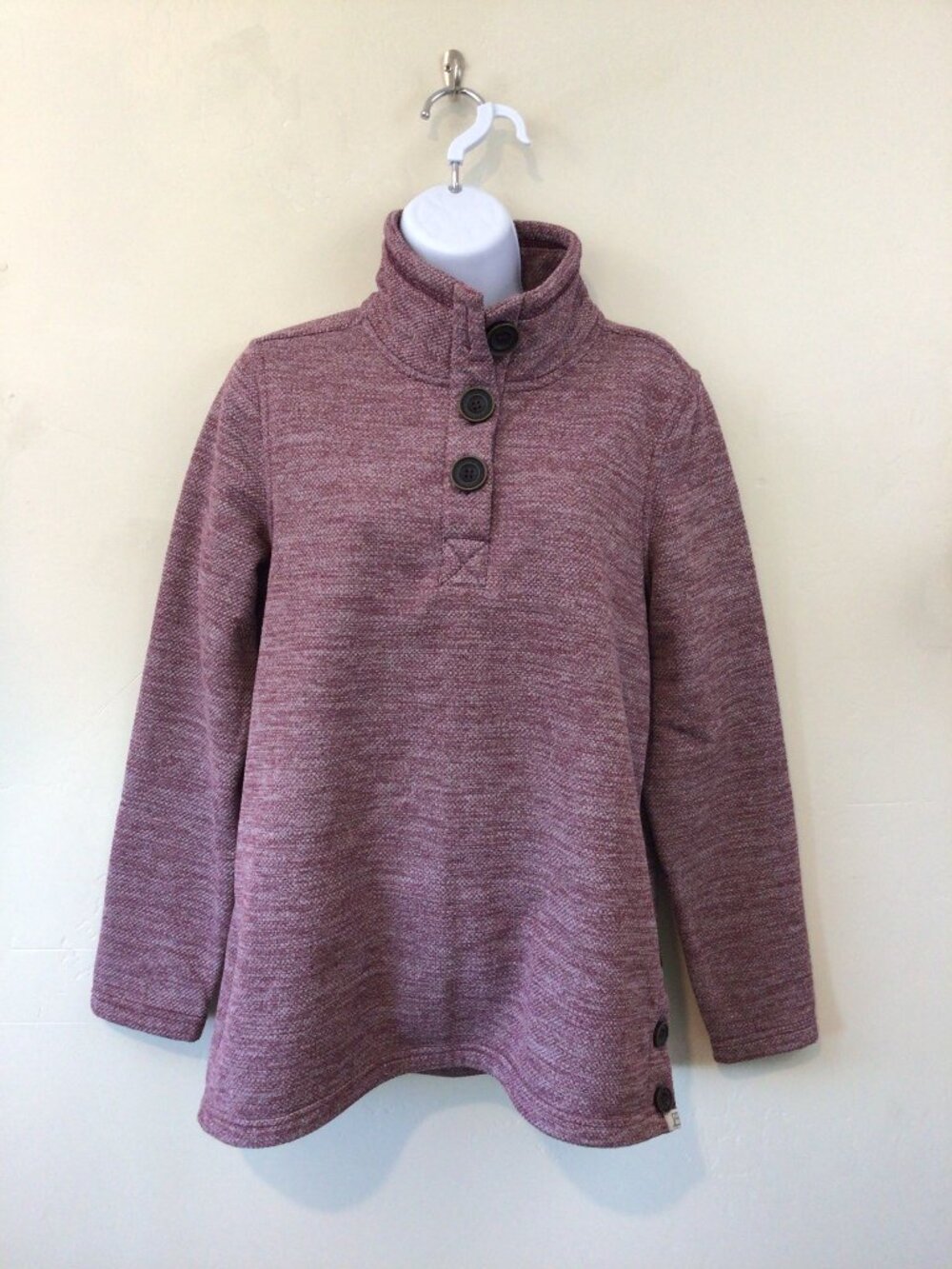 Avalanche Purple Pullover Winter Sweater Large Wood Buttons